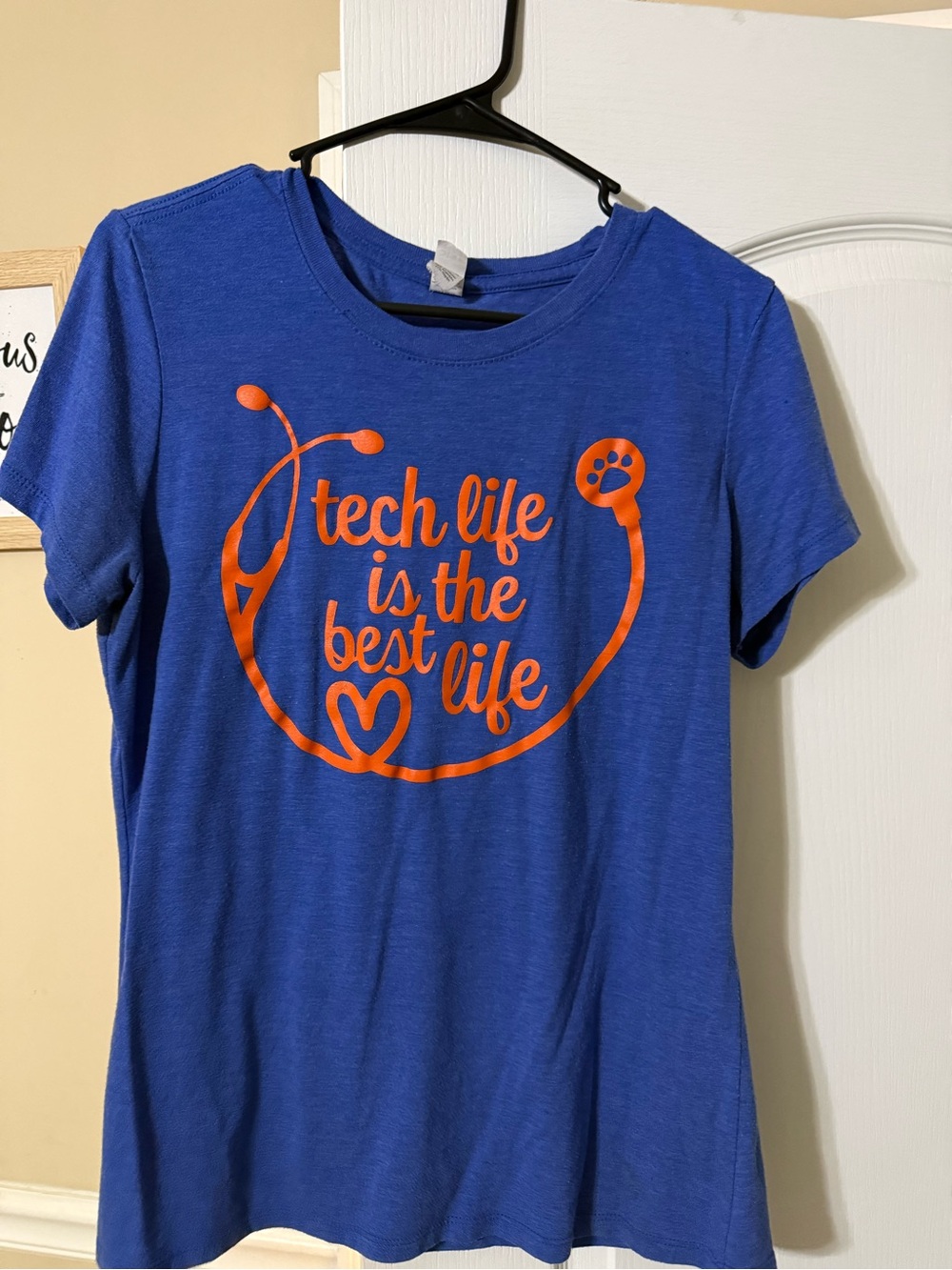 Blue T-Shirt with Orange Tech Life Graphic